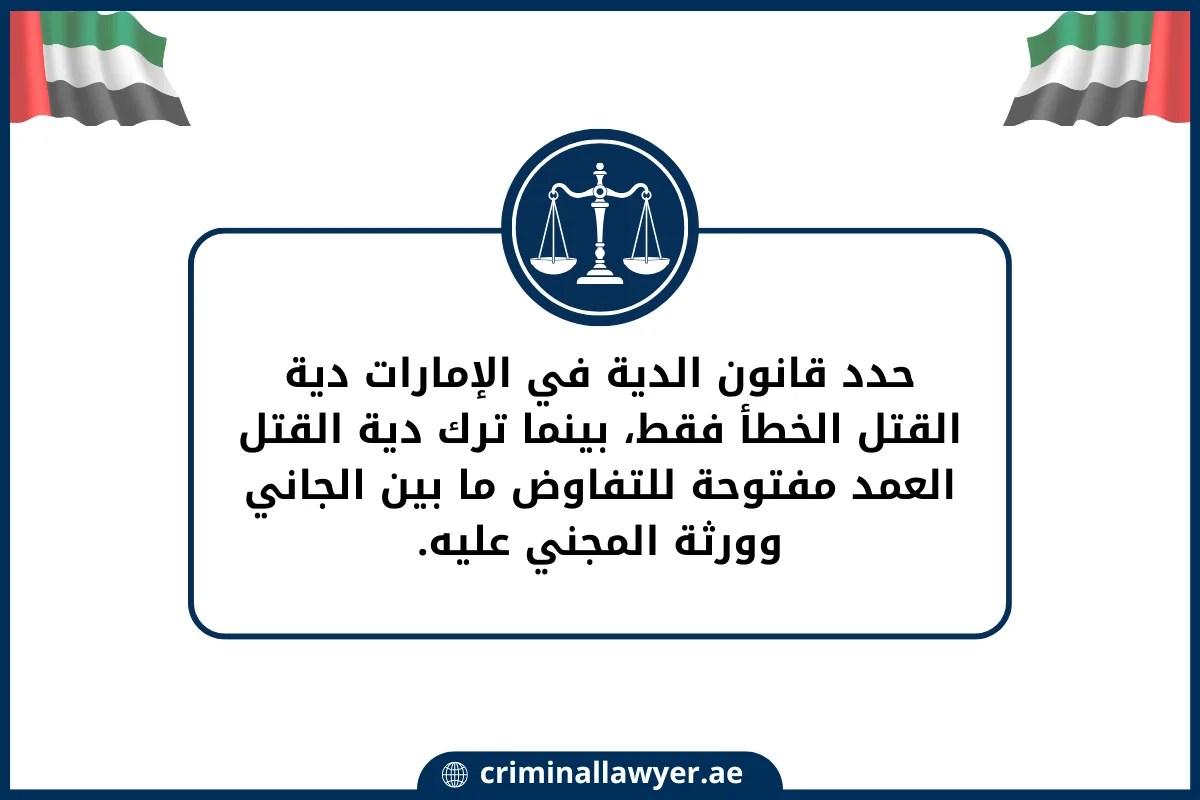 حدد قانون الدية في الإمارات دية القتل الخطأ فقط