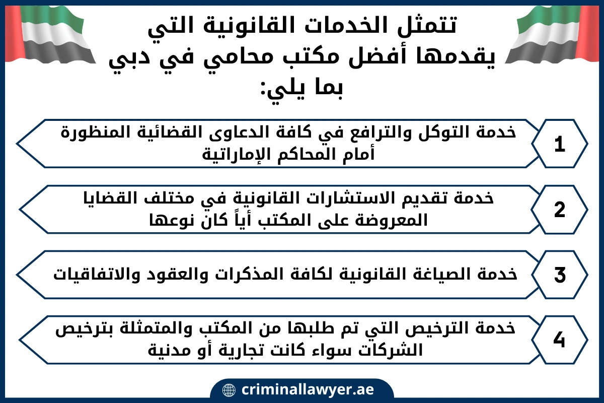 تتمثل الخدمات القانونية التي يقدمها أفضل مكتب محامي في دبي