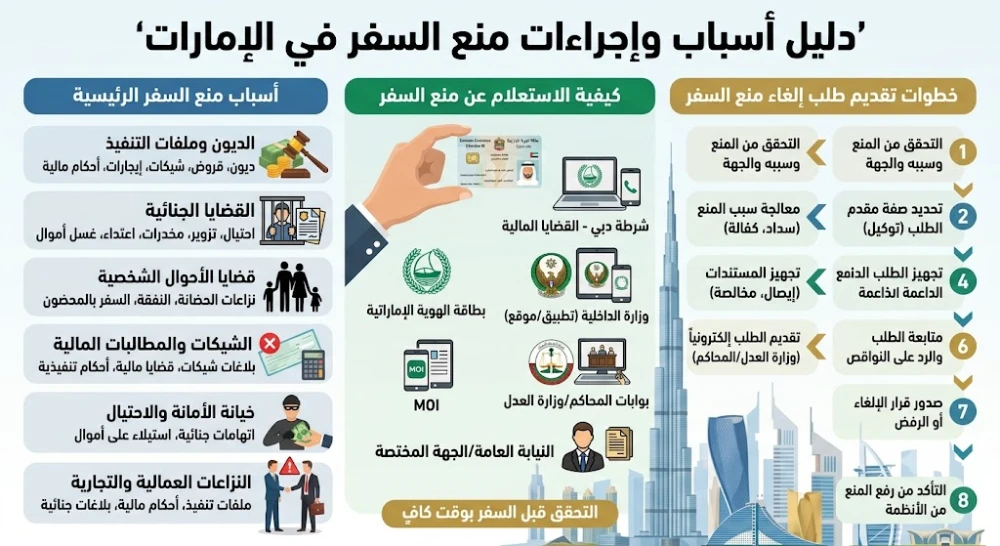 انفوغرافيك منع السفر في الامارت