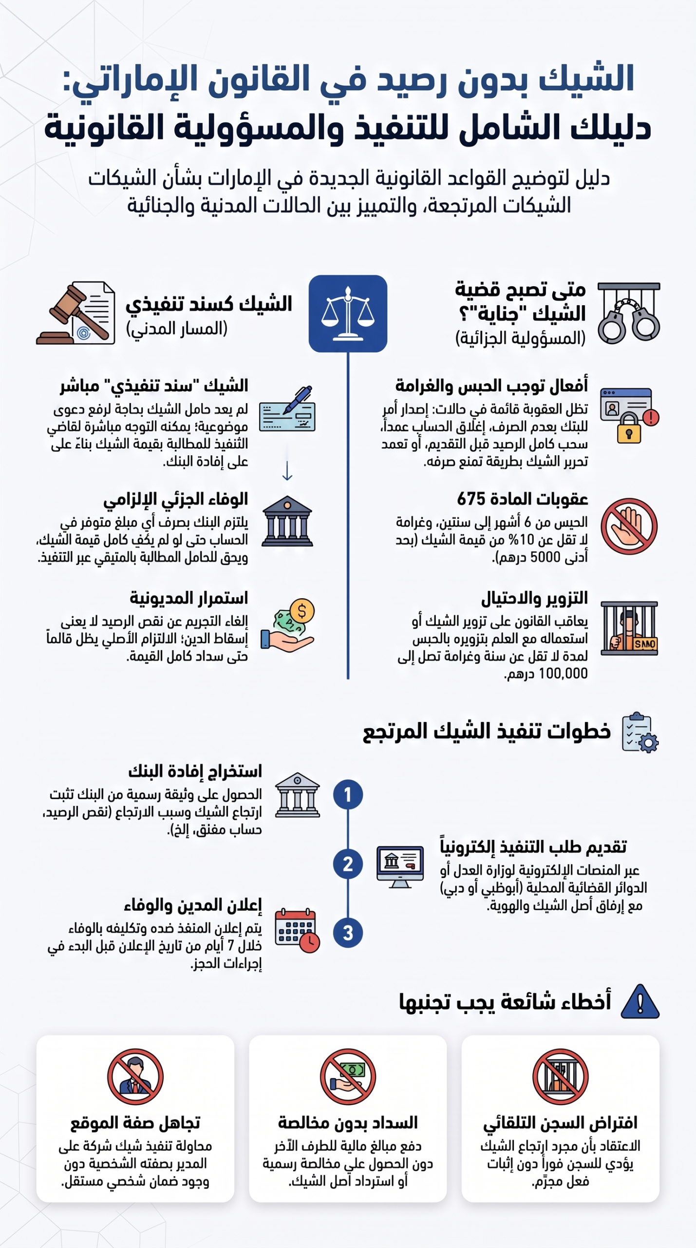 دليل عقوبات شيك بدون رصيد
