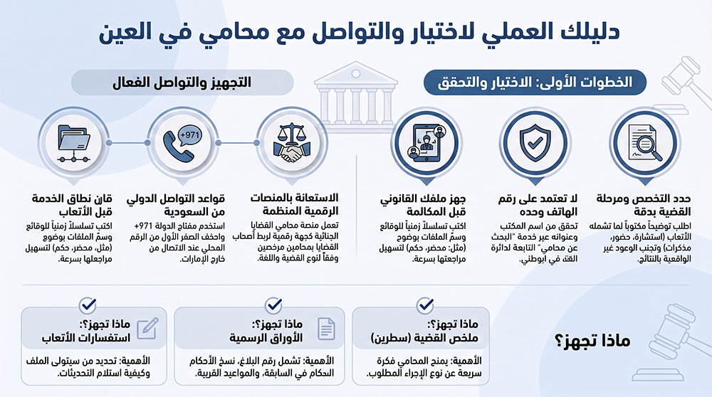 دليل اختيار المحامي في العين